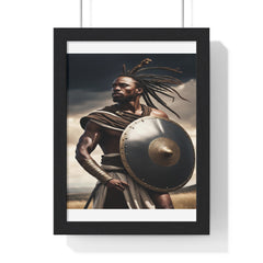 African Wall Art, Black Warrior Poster, Vertical Framed Poster, Home and Living Decoration, Aesthetic Wooden Frame Poster