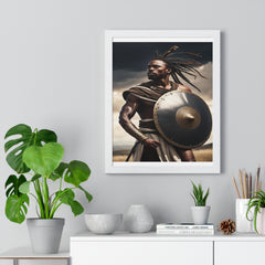 African Wall Art, Black Warrior Poster, Vertical Framed Poster, Home and Living Decoration, Aesthetic Wooden Frame Poster
